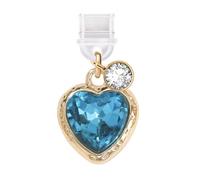 ELISE & FONDA TP710 Type-C Charging Port Anti Dust Plug Little 3D Crystal Love Heart Cell Phone Charm for iPhone 15/16/Samsung/OnePlus/Xiaomi/oppo Android Phones (Gold Blue)