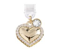 ELISE & FONDA TP744 Type-C Charging Port Anti Dust Plug Little 3D Crystal Love Heart Cell Phone Charm for iPhone 15/16/Samsung/OnePlus/Xiaomi/oppo Android Phones (Gold)