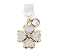 ELISE & FONDA TP745 Type-C Charging Port Anti Dust Plug Little Love Heart Shaped Clover Cell Phone Charm for iPhone 15/16/Samsung/OnePlus/Xiaomi/oppo Android Phones (White)