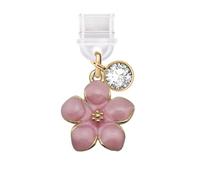 ELISE & FONDA TP746 Type-C Charging Port Anti Dust Plug Little Lily Flower Cell Phone Charm for iPhone 15/16/Samsung/OnePlus/Xiaomi/oppo Android Phones (Pink)