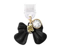 ELISE & FONDA TP751 Type-C Charging Port Anti Dust Plug Little 3D Spray Painting Bow Cell Phone Charm for iPhone 15/16/Samsung/OnePlus/Xiaomi/oppo Android Phones (Black)