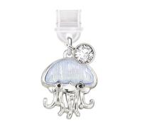 ELISE & FONDA TP766 Type-C Charging Port Anti Dust Plug Little Crystal Jellyfish Cell Phone Charm for iPhone 15/16/Samsung/OnePlus/Xiaomi/oppo Android Phones (Blue)