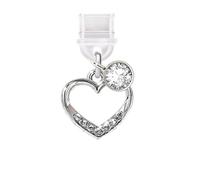 ELISE & FONDA TP772 Type-C Charging Port Anti Dust Plug Little 3D Crystal Love Heart Cell Phone Charm for iPhone 15/16/Samsung/OnePlus/Xiaomi/oppo Android Phones (Silver)