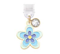 ELISE & FONDA TP799 Type-C Charging Port Anti Dust Plug Little Flower Carnation Cell Phone Charm for iPhone 15/16/Samsung/OnePlus/Xiaomi/oppo Android Phones (Blue)