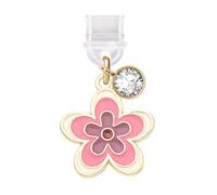 ELISE & FONDA TP800 Type-C Charging Port Anti Dust Plug Little Flower Carnation Cell Phone Charm for iPhone 15/16/Samsung/OnePlus/Xiaomi/oppo Android Phones (Pink)