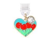 ELISE & FONDA TP801 Type-C Charging Port Anti Dust Plug Little Love Heart with Roses Cell Phone Charm for iPhone 15/16/Samsung/OnePlus/Xiaomi/oppo Android Phones (Red Blue)