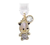 ELISE & FONDA TP802 Type-C Charging Port Anti Dust Plug Little 3D Crystal Cow Cell Phone Charm for iPhone 15/16/Samsung/OnePlus/Xiaomi/oppo Android Phones (Gold)