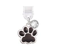 ELISE & FONDA TP845 Type-C USB Charging Port Anti Dust Plug Little Cat Paw Cell Phone Charm for iPhone 15/16 /Samsung/OnePlus/Xiaomi/oppo Android Phones (Black)