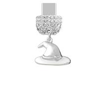 ELISE & FONDA TP911 Type-C Charging Port Crystal Anti Dust Plug Little Halloween Witch Hat Cell Phone Charm for iPhone 15/16/Samsung/OnePlus/Xiaomi/oppo Android Phones (White)