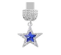 ELISE & FONDA TP973 Type-C Charging Port Crystal Anti Dust Plug Little Christmas Crystal Star Cell Phone Charm for iPhone 15/16/Samsung/OnePlus/Xiaomi/oppo Android Phones (Blue)