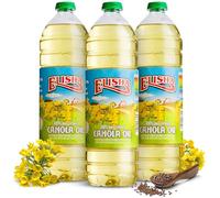 Elisha Canola Oil - Pack of 3 x 1L Cooking Oil - 100% Pure Refined Canola Oil for Heart Healthy Frying Oil - Non-GMO, Kosher Certified, Neutral Flavour & High Smoke Point