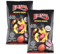 Elisha Vacuum Fried Potato Chips - Pack of 2 x 75G Potato Crisps Multipack - Made with Red, Blue and Yellow Potato - Gluten Free, Kosher Vegan Snacks