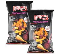 Elisha Vacuum Fried Vegetable Chips -Pack of 2x75G Crisps Multipack -Lightly Salted Vegetable Crisps -Made with Carrot Sweet Potato Parsnip and Beetroot -Gluten Free Kosher Certified and Vegan Snacks