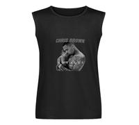 Elishaj Mens Chris Royalty Brown Cotton Sleeveless T-Shirt Vest M