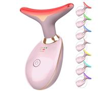 ELISHINE 7 Color Face and Neck Massager Light Therapy, Red Light Based Facial Massager for Skin Care, Firming, Smoothing (Pink)