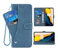 ELISORLI Compatible with Oneplus 7T Wallet Case Wrist Strap Lanyard Leather Flip Card Holder Stand Cell Accessories Phone Cover for OnePlus7t 5G One Plus7T 1 Plus T7 1plus + 1+ 1+7T Women Men-Blue