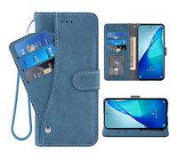 ELISORLI Compatible with TCL 20S/20 5G/20L/20L+ Plus Wallet Case and Wrist Strap Lanyard Leather Flip Card Holder Stand Slot Magnetic Cell Accessories Phone Cover for TCL20S TCL20L+ Women Men-Blue