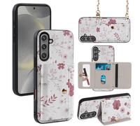 Elisorli Floral Wallet Phone Case for Samsung Galaxy A54 5G,Thin Slim Flip Purse & Shoulder Strap Credit Card Holder Stand Accessories Cell Protective Cover A545G A 54 54A 4G G5 SM A546U Women Red