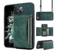 ELISORLI Phone Case For OnePlus 10T 5G/One Plus Ace Pro Wallet Cover with Crossbody Shoulder Strap and Leather Credit Card Holder Pocket Slim Accessories On 1Plus 1 + Plus10T 1+ AcePro Girls Green