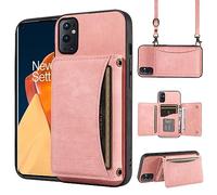 ELISORLI Phone Case For OnePlus 9 Pro One Plus 9Pro 5G Wallet Cover with Crossbody Shoulder Strap and Leather Credit Card Holder Pocket Slim Stand Cell On 1Plus 1 + Plus9 1+ Pro Nine Girls Pink