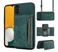 ELISORLI Phone Case For Samsung Galaxy S24 Plus S24+ 5G Wallet Cover with Crossbody Shoulder Strap and Leather Credit Card Holder Pocket Slim Stand Cell Accessories S24plus 24S + S 24 24+ Girls Green