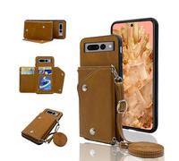 ELISORLI Phone Cover for Google Pixel 8 5G Wallet Case with Crossbody Shoulder Strap and Stand Leather Credit Card Holder Slot Mobile Flip Purse Cell Accessories Pixel8 Eight Girls Women Men Brown