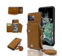 ELISORLI Phone Cover for OnePlus 10T 5G/One Plus Ace Pro Wallet Case with Crossbody Shoulder Strap and Stand Leather Credit Card Holder Cell Accessories On 1Plus 1 + Plus10T 1+ AcePro Girls Men Brown
