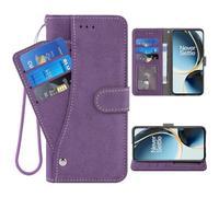 ELISORLI Phone Cover for OnePlus Nord N30 5G/CE 3 Lite Wallet Case Wrist Strap Lanyard Slot Mobile Stand Leather Credit Card Holder Cell Accessories OPPO K11x/One Plus 1 1+ N 30/CE3 Girls Men Purple