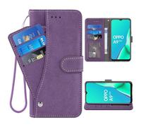 ELISORLI Phone Cover for OPPO A9 2020/A5 2020/A11/A11x Wallet Case Wrist Strap Slot Mobile Magnetic Leather Credit Card Holder Folio Purse Protective Stand Cell Accessories 5A 9A Girls Women Purple