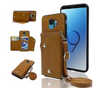 Elisorli Phone Cover for Samsung Galaxy S9 Wallet Case with Crossbody Shoulder Strap and Stand Leather Credit Card Holder Mobile Flip Purse Cell Accessories Glaxay S 9 Edge 9S GS9 Women Girls own