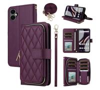 ELISORLI Wallet Case for BLU G53 with Detachable Wrist Strap Crossbody Shoulder Strap 9 Card Slots Zipper Purse Luxury PU Leather Stand Cell Accessories Phone Cover for BLUE G 53 6.5 Girls Wine Red