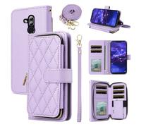 ELISORLI Wallet Case for Huawei Mate 20 Lite with Wrist Strap,Crossbody Shoulder Strap,9 Card Slots Zipper Purse,Luxury PU Leather Stand Phone Cover for Hawaii Mate20Lite Mate20 20Lite SNE-LX3 Purple