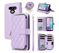 ELISORLI Wallet Case for LG Aristo 5/K31/Fortune 3/Phoenix 5/K8x/Tribute Monarch/Risio 4 with 9 Card Slots Zipper Purse Phone Cover for LGK31 Rebel K 31 31K Aristo5 Plus Astro 5+ Risio4 2020 Purple