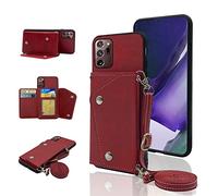 ELISORLI Wallet Case for Samsung Galaxy Note 20 Ultra 5G with 5 Card Holder Slots Thin Slim Flip Purse Shoulder Strap Phone Cover for Note20 Plus Notes 20Ultra Note20+ U + 20+ Twenty Not S20 Red