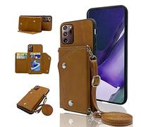 ELISORLI Wallet Case for Samsung Galaxy Note 20 Ultra 5G with 5 Card Holder Slots Thin Slim Flip Purse Shoulder Strap Phone Cover for Note20 Plus Notes 20Ultra Note20+ U + 20+ Twenty Not S20 Brown