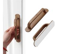 Elistonie 2 Pack Self-Stick Handle Wood Like Cabinet Handle Aluminum Pull Self Adhesive Handle Replacement Pull for Cabinet Sliding Door Cupboard Drawer Wardrobes Wood Balcony Door (Dark, 160mm)