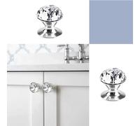Elistonie 4 Pcs Self-Adhesive Crystal Knobs Self Stick Diamond Shaped Crystal Pulls Drill Free Mirror Doors Knobs for Medicine Cabinet Cupboard Glass Sliding Doors Handle for Terrarium Fish Tank (4)