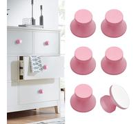 Elistonie 6 Pack Morandi Color Aluminum Self-Stick Knobs Pink Self-Adhesive Drawer Knobs No Drilling Cabinet Handle with Adhesive Stick On Handle for Cupboard Cabinet Dresser Window