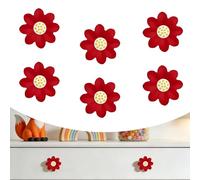 Elistonie 6 Pieces Cute Cartoon Shape Knobs for Furniture Soft Rubber Knobs for Kids Room Cabinet Drawer Dresser Closets Organizer Desk Box Bookcase(Flower,Red)