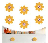 Elistonie 6 Pieces Cute Cartoon Shape Knobs for Furniture Soft Rubber Knobs for Kids Room Cabinet Drawer Dresser Closets Organizer Desk Box Bookcase(Flower,Yellow)