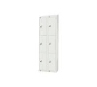 Elite All White 3 Door Lockers With Sloping Top Nest Of 2, 30wx45dx195h (cm), Cam Lock