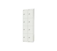 Elite All White 4 Door Lockers With Sloping Top Nest Of 2, 30wx30dx195h (cm), Hasp Lock