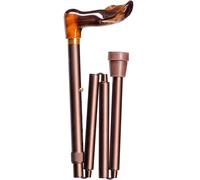 Elite Amber Fischer & Bronze Folding Walking Stick - Left