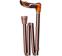 Elite Amber Fischer & Bronze Folding Walking Stick - Right