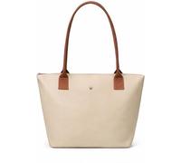 Elite Apparel Women’s Large Tote Bag, Foldable Waterproof Nylon Handbag with Zip Closure, Top Handle Carry Bag for Work, School, Travel, Shopping & Leisure (Light Grey)