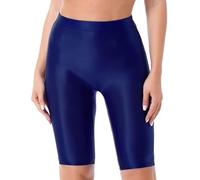 Elite Apparel Women’s Shiny Cycling Shorts - Stretchy Gym, Yoga, Running & Dance Shorts - Activewear for Fitness, Casual & Workout Wear Sizes S-2XL (UK, Alpha, S, M, Regular, Regular, Navy S/M)