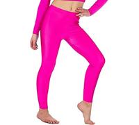 Elite Apparel Women's Shiny Leggings Stretch Yoga Gym Workout Running Tights S-2XL (UK, Pink M/L)
