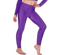 Elite Apparel Women's Shiny Leggings Stretch Yoga Gym Workout Running Tights S-2XL (UK, Purple 2XL)
