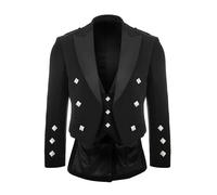 ELITE APPARELS Men's Scottish Prince Charlie Kilt Jacket with 3 Buttons Waistcoat/Vest - Traditional Formal Wear for Weddings & Events (UK, Numeric, 54, Regular, Regular, No, Black)