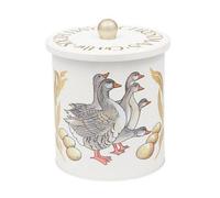 Emma Bridgewater 12 Days of Christmas Biscuit Barrel, 20.5 x 15.5 cm, Decorative Storage Container with Airtight Lid, Six Geese Design with Gold Accents